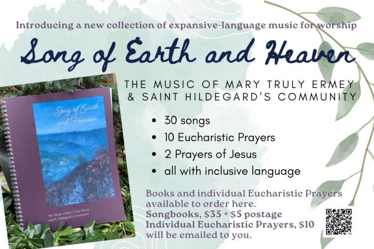 Introducing our new songbook, Song of Earth and Heaven. 30 songs, 10 Eucharistic Prayers, 2 Prayers of Jesus, all using inclusive language.